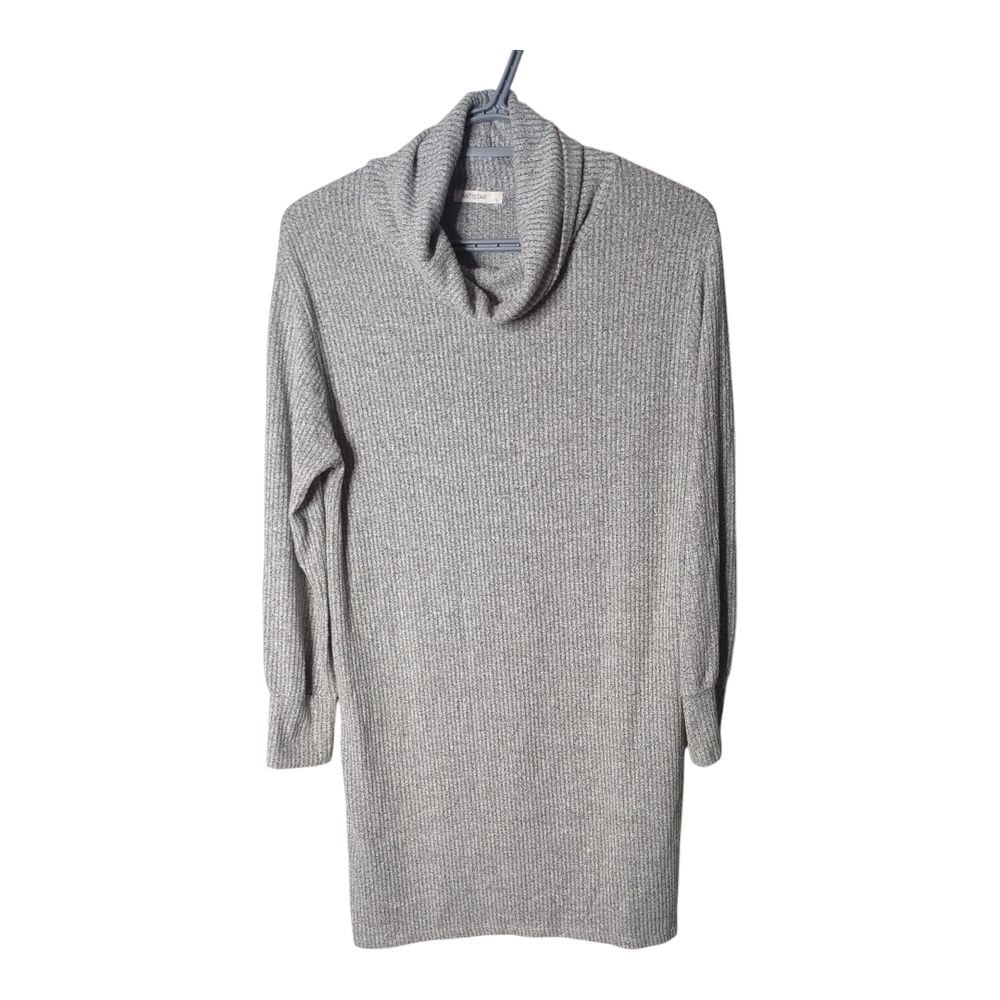 Antistar Ribbed Turtleneck Mini Dress Heathered Grey Size Small